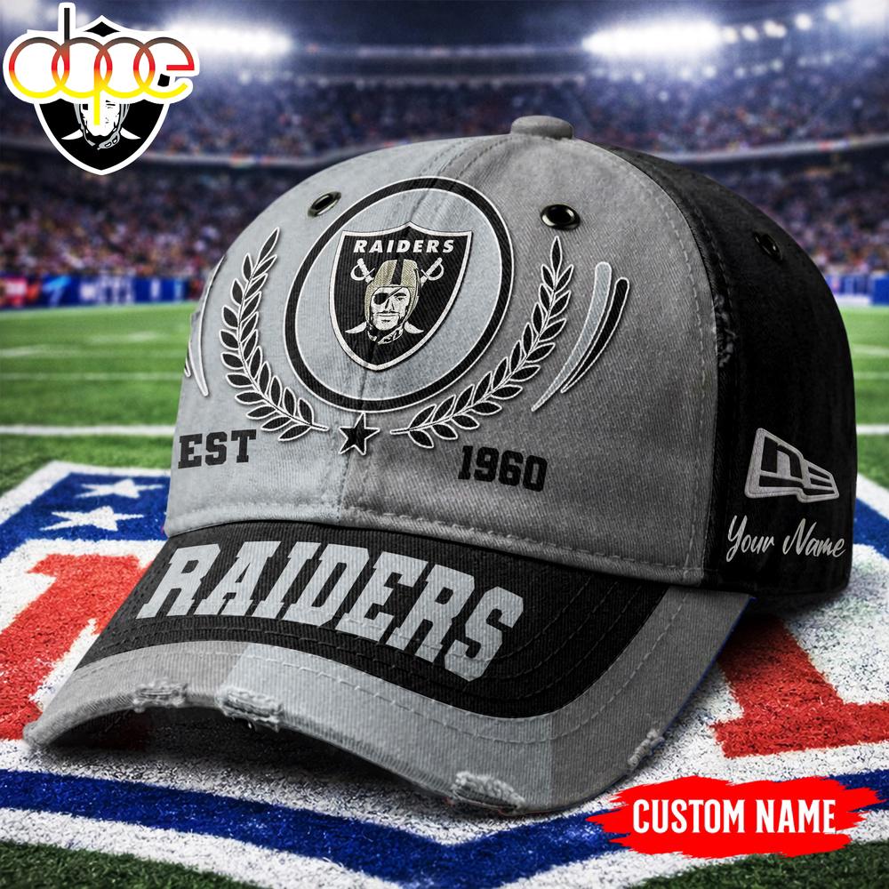 Custom Name Las Vegas Raiders NFL Split Color New Era Baseball Cap