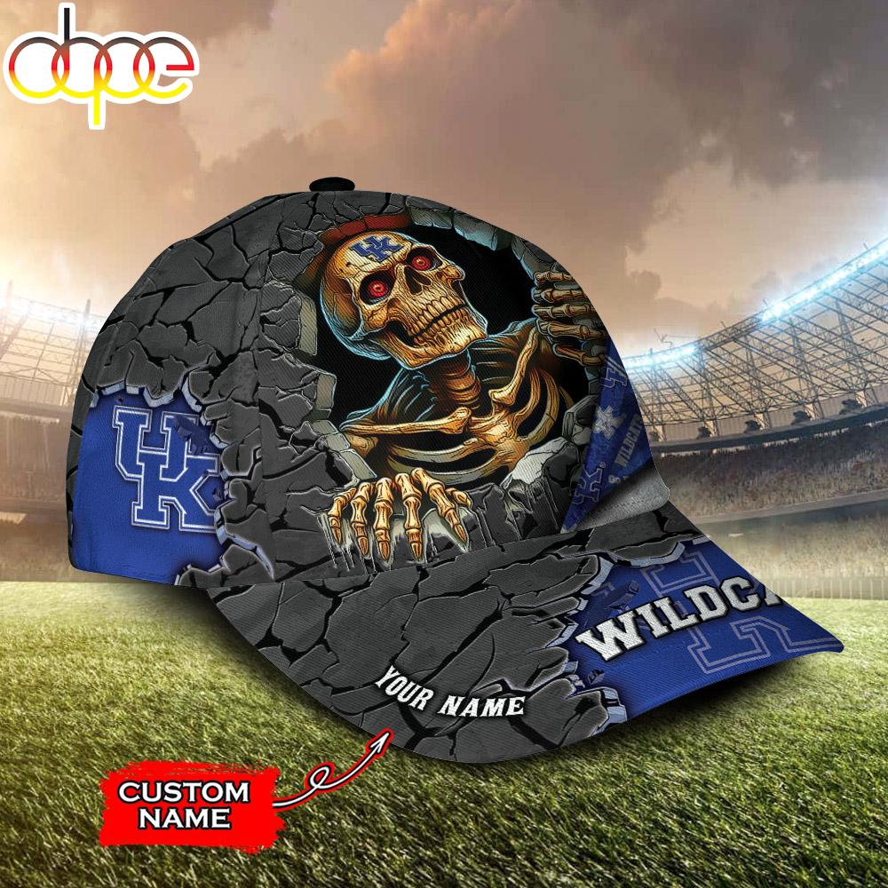 Custom Name NCAA Kentucky Wildcats Skeleton Halloween Classic Cap