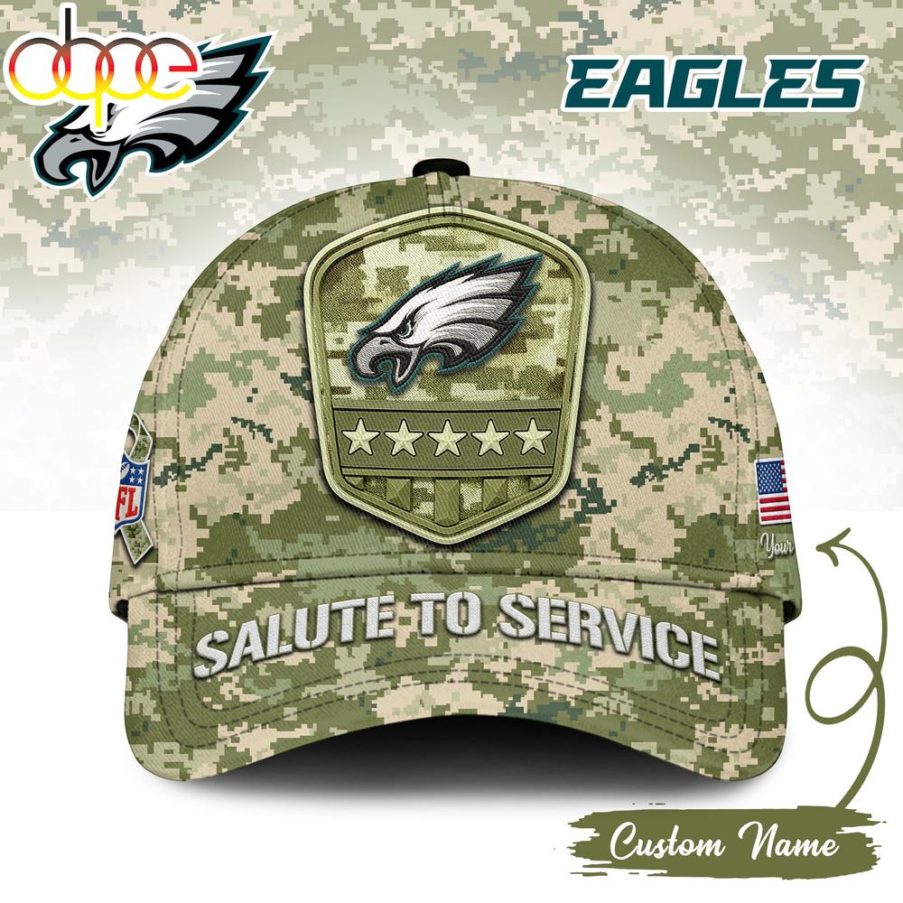 Custom Name Philadelphia Eagles NFL Salute To Service Baseball Cap