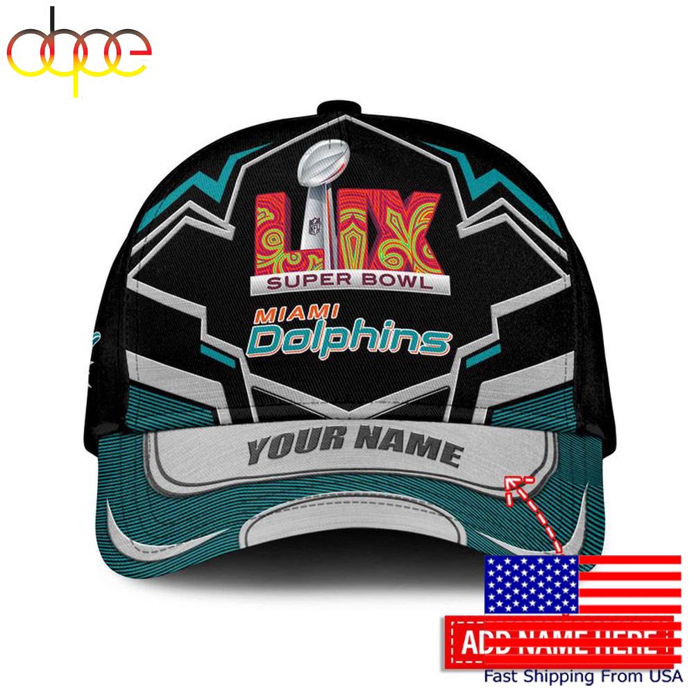 Limited Edition NFL Miami Dolphins Super Bowl LIX Custom Baseball Cap