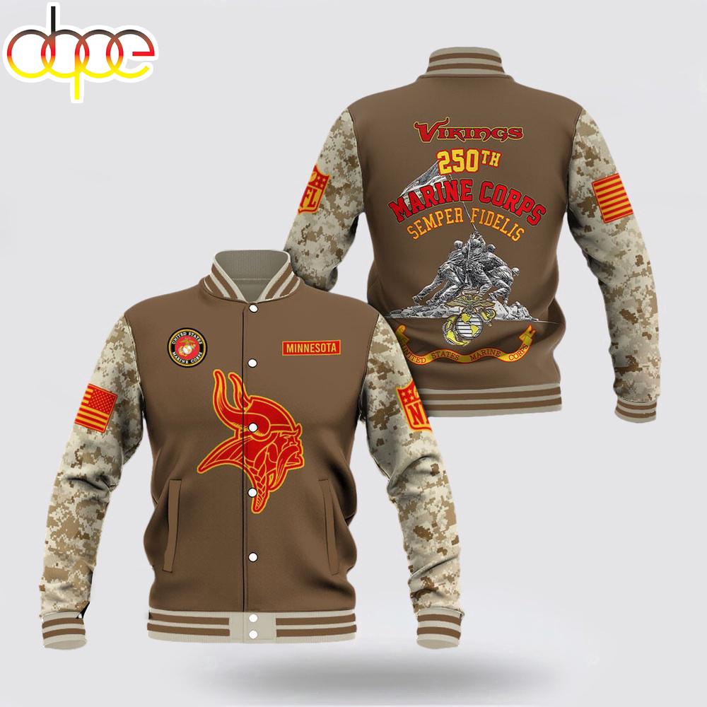 Minnesota Vikings x US Marine Corps Baseball Jacket