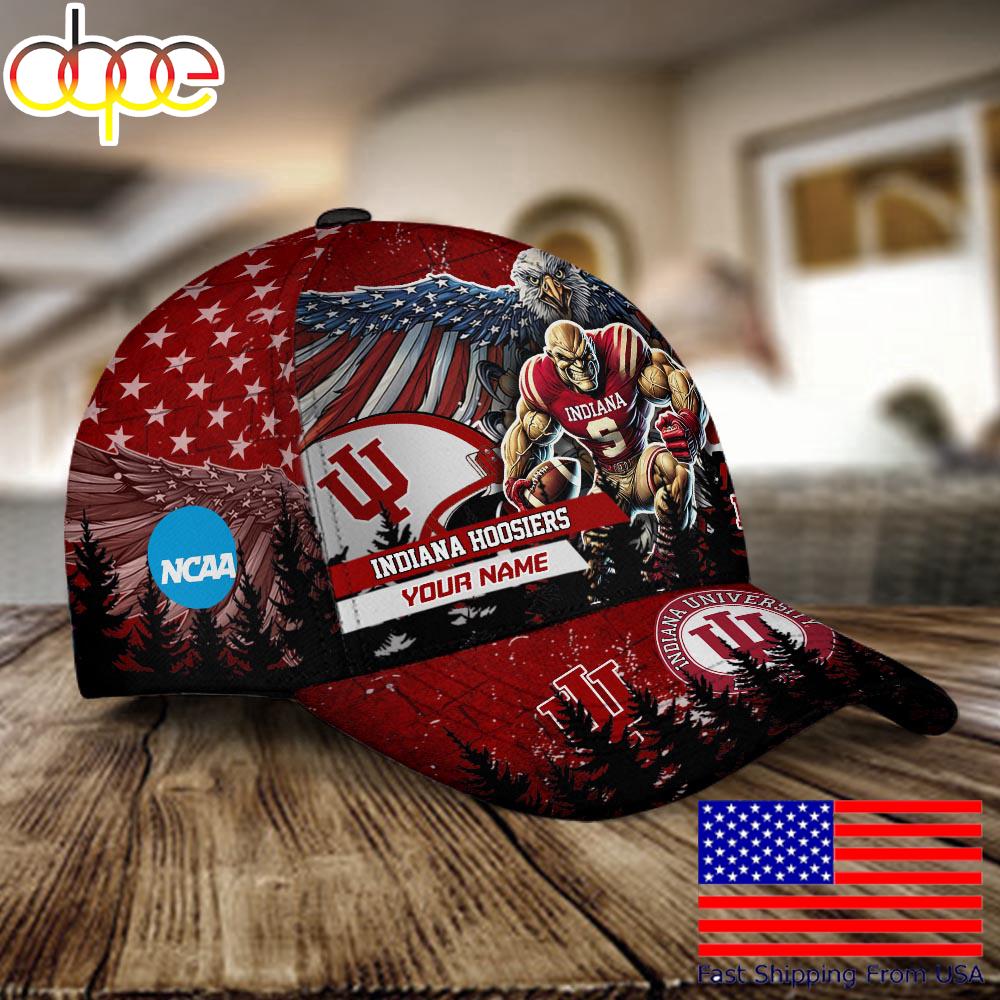 NCAA Indiana Hoosiers Mascot Logo Custom Name Baseball Cap  For Fans