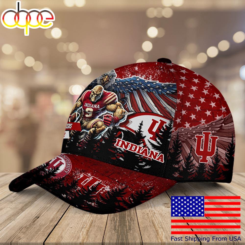 NCAA Indiana Hoosiers Mascot Logo Custom Name Baseball Cap  For Fans