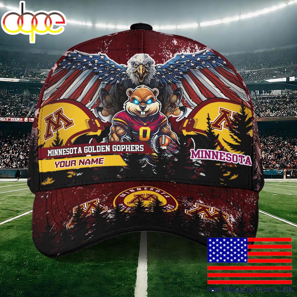 NCAA Minnesota Golden Gophers Mascot Logo Custom Name Baseball Cap  For Fans
