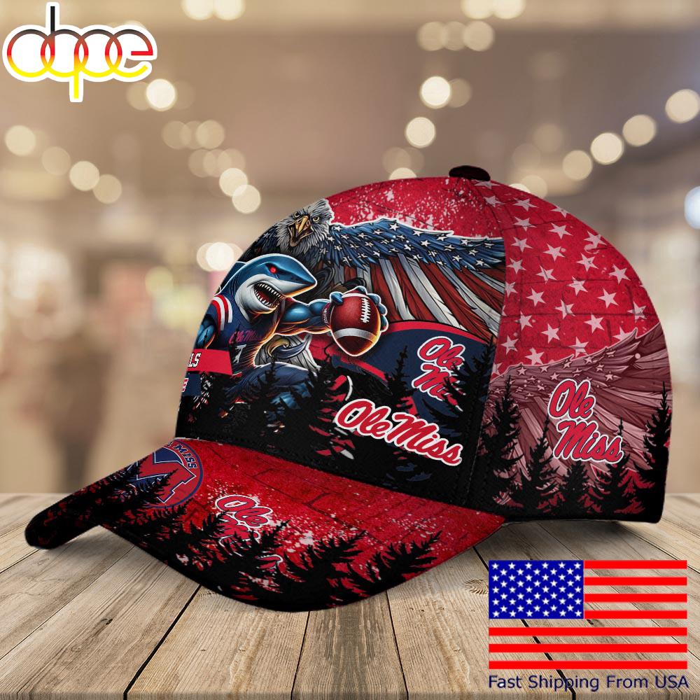 NCAA Ole Miss Rebels Mascot Logo Custom Name Baseball Cap  For Fans