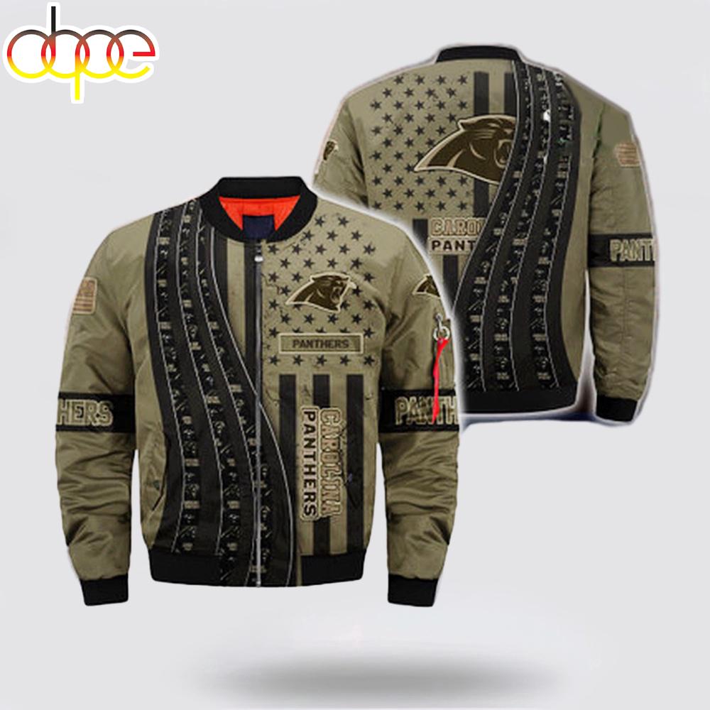 NFL Carolina Panthers Veteran Camo Bomber Jacket Gift For Fans