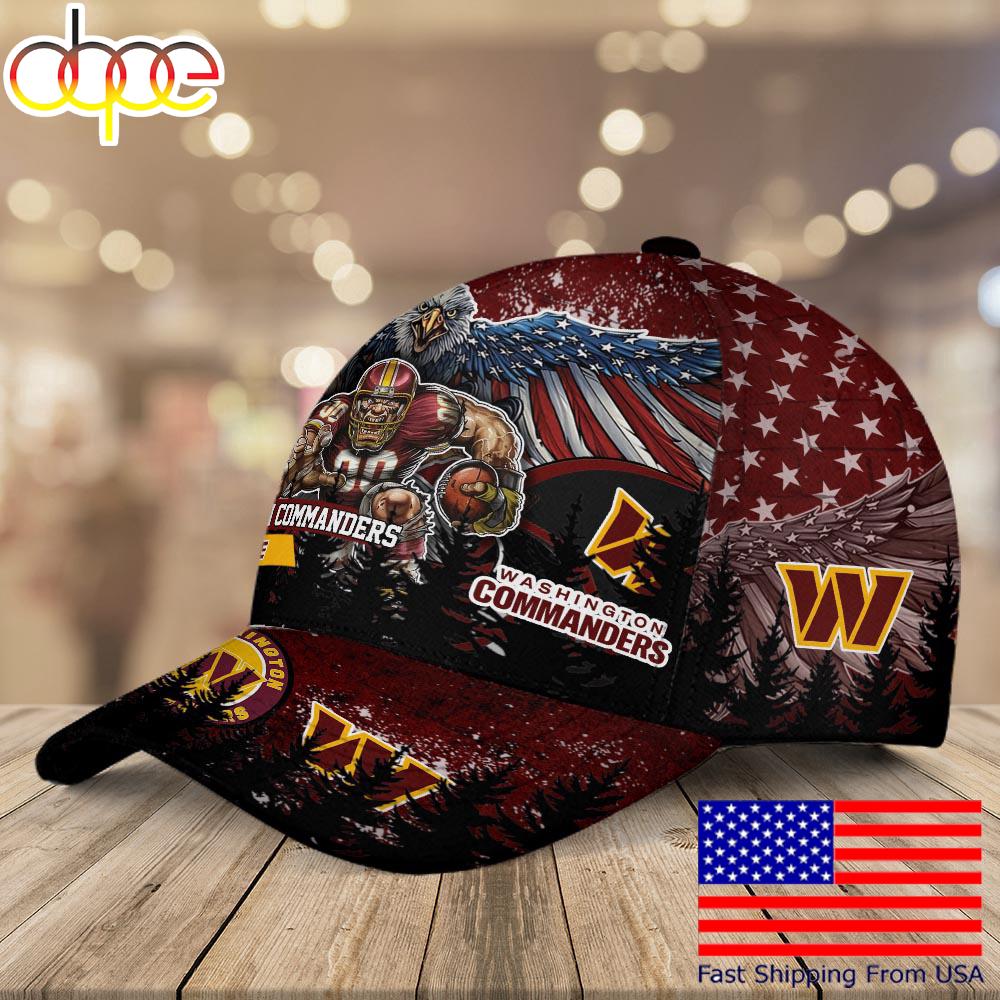NFL Washington Commanders Mascot Logo Custom Name Baseball Cap  For Fans