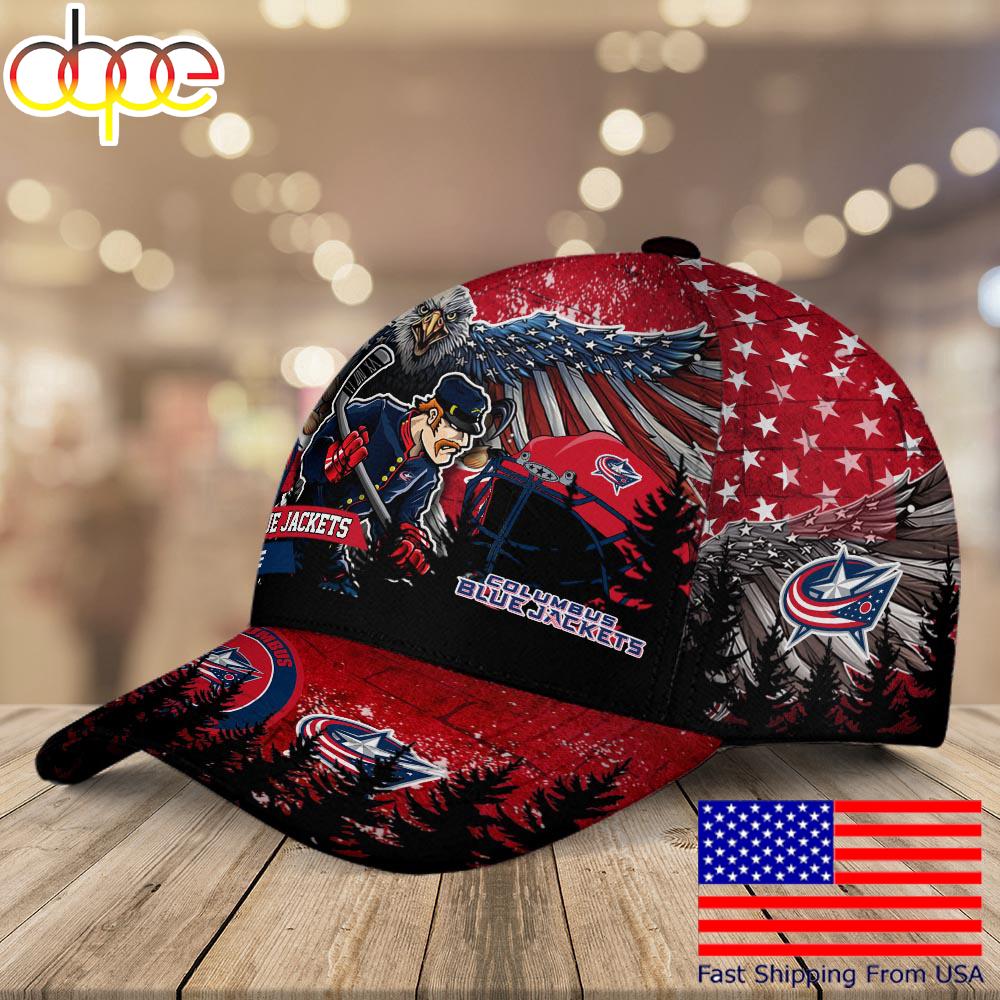 NHL Columbus Blue Jackets Mascot Logo Custom Name Baseball Cap