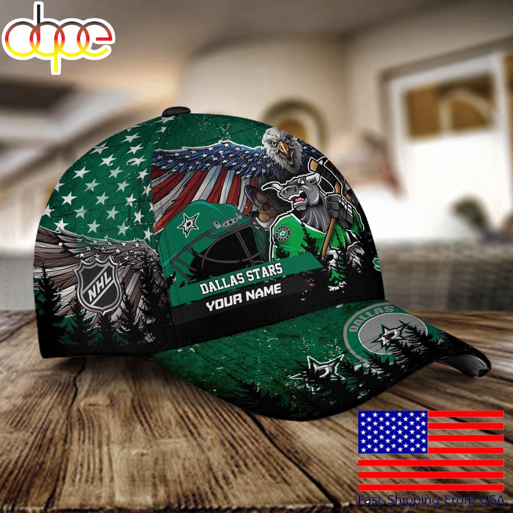 NHL Dallas Stars Mascot Logo Custom Name Baseball Cap