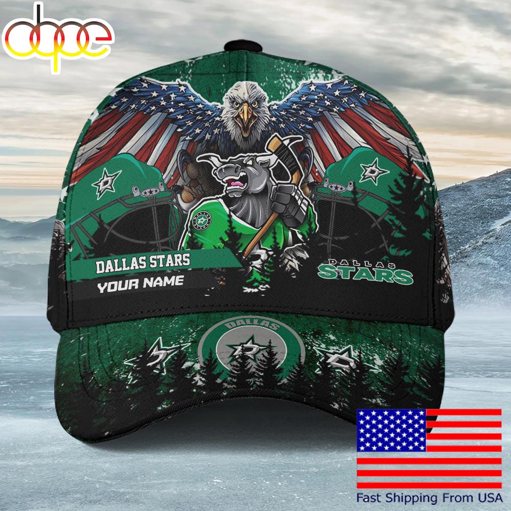 NHL Dallas Stars Mascot Logo Custom Name Baseball Cap