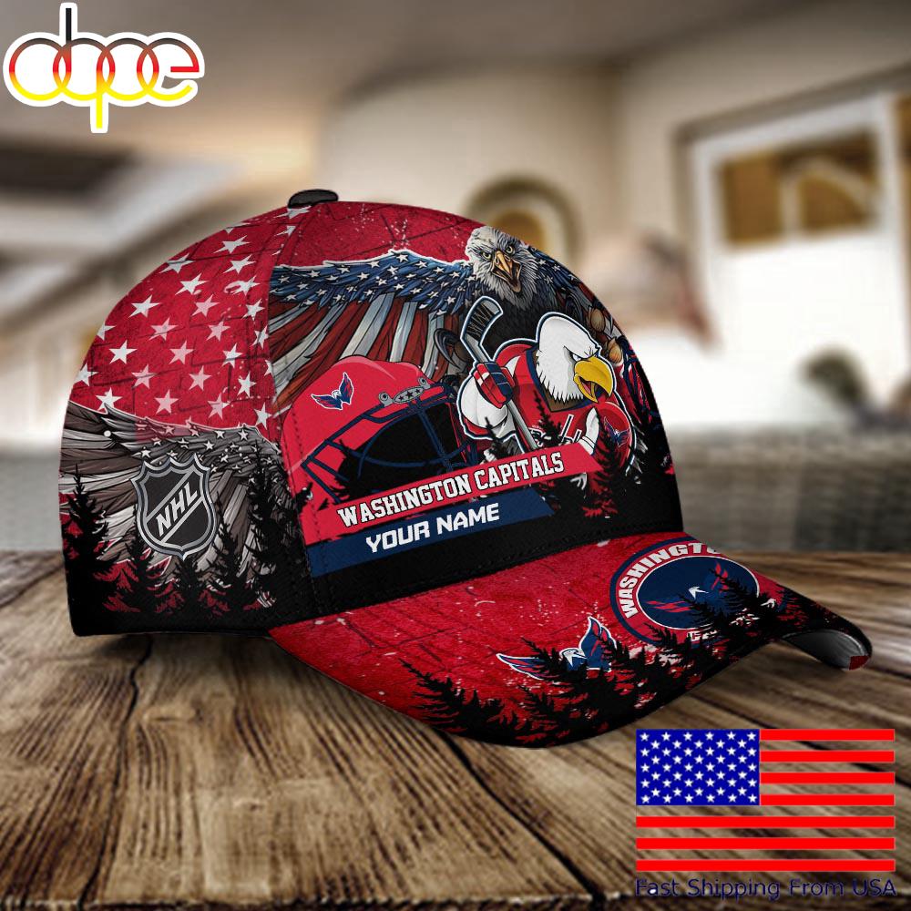 NHL Washington Capitals Mascot Logo Custom Name Baseball Cap